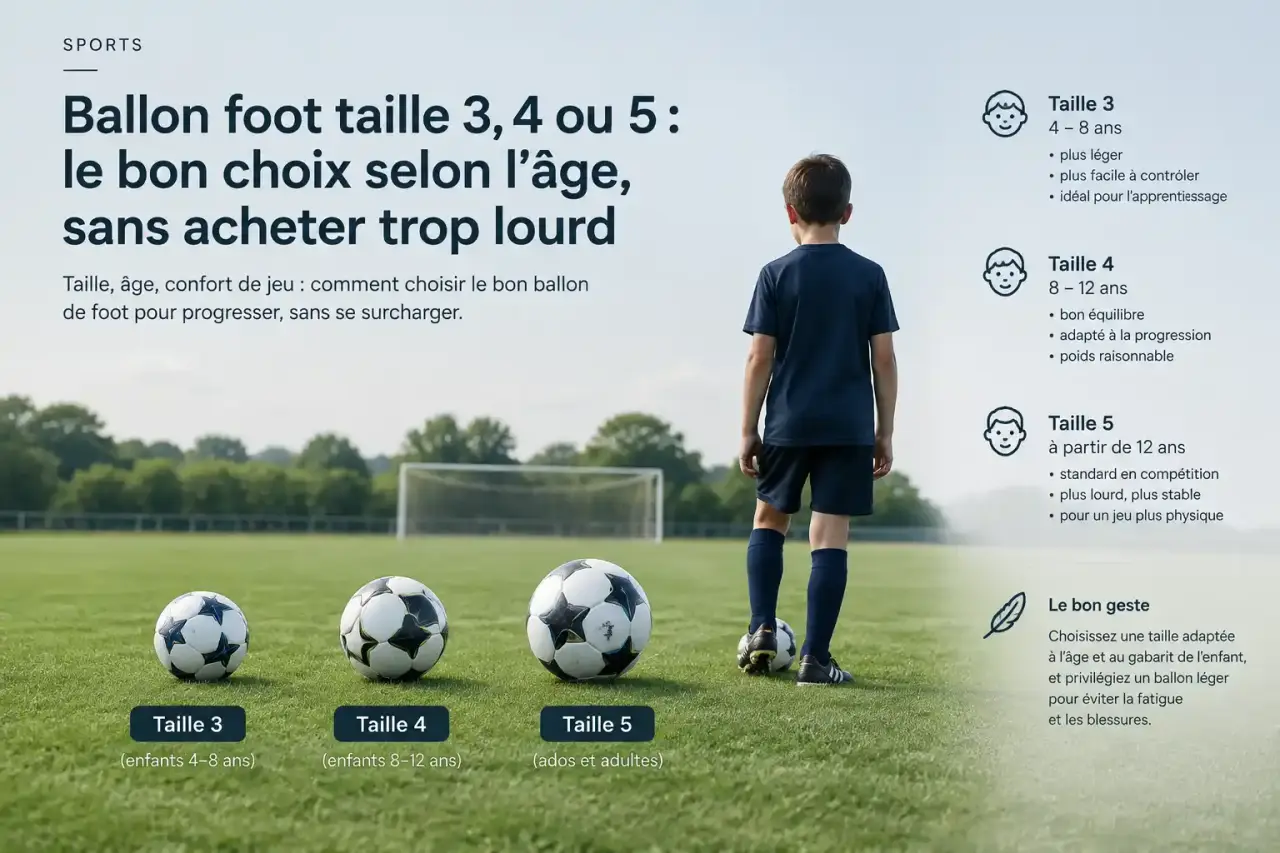 Ballon foot taille 3, 4 ou 5 : le bon choix selon l'âge, sans acheter trop lourd