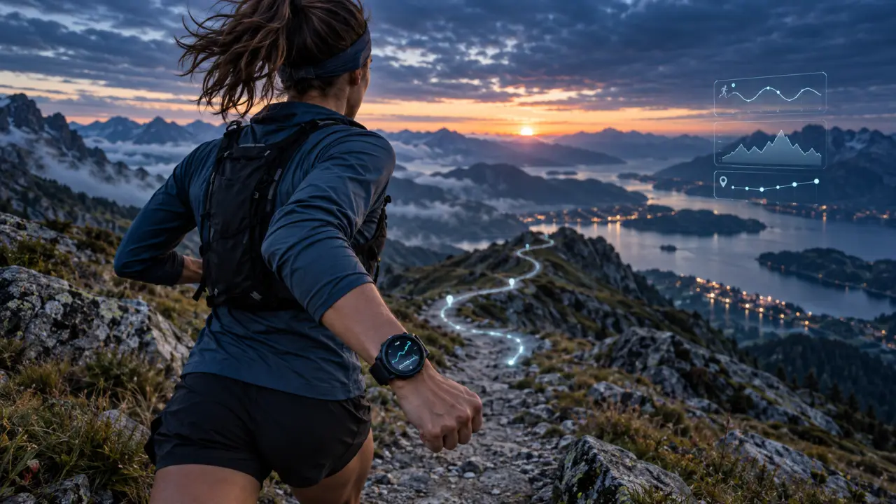 Athlète consultant les données de son entraînement sur une montre GPS