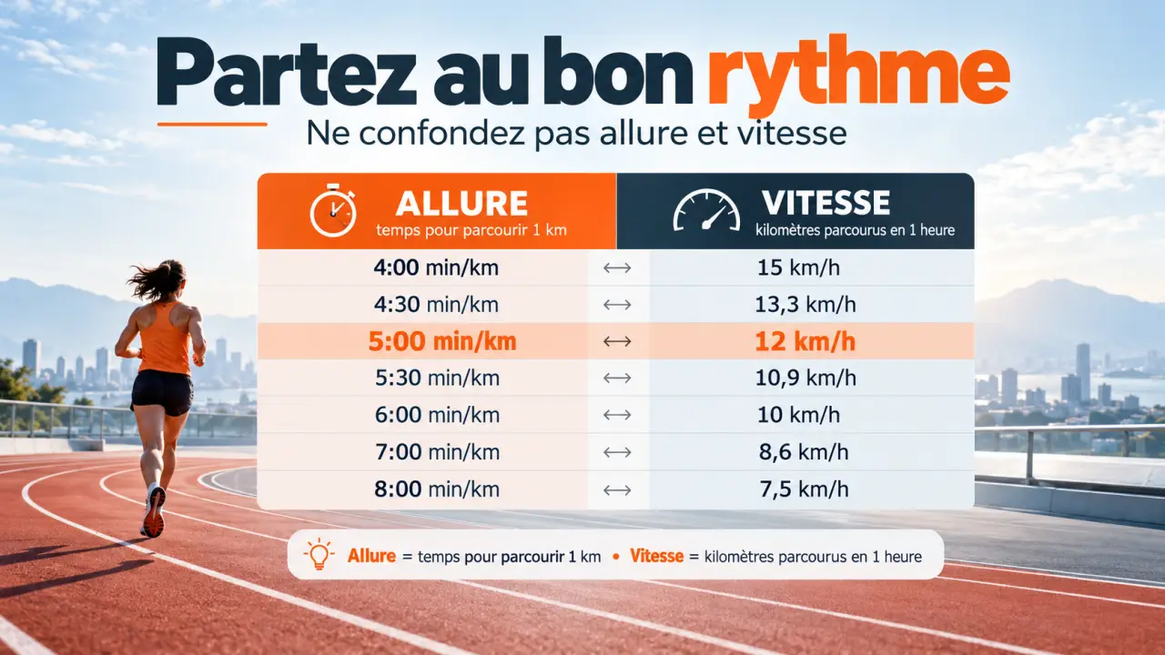 Tableau course à pied : partez au bon rythme sans confondre allure et vitesse