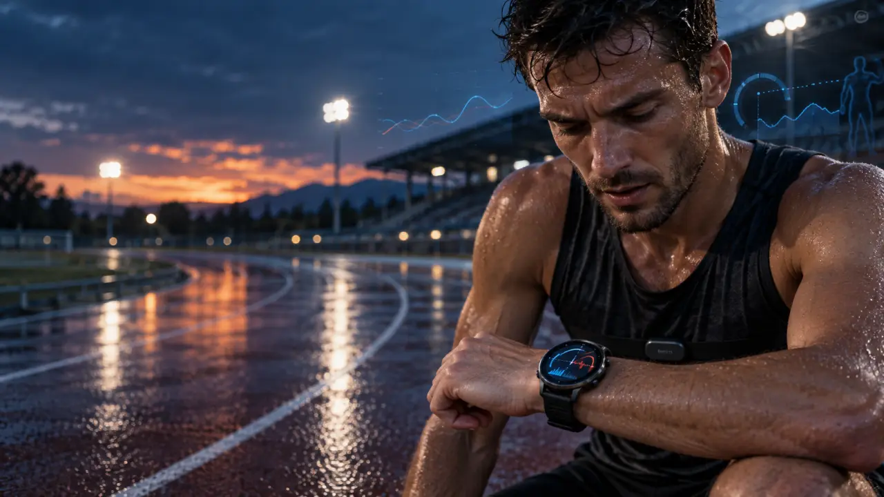 Athlète consultant une estimation de VO2 Max sur une montre connectée