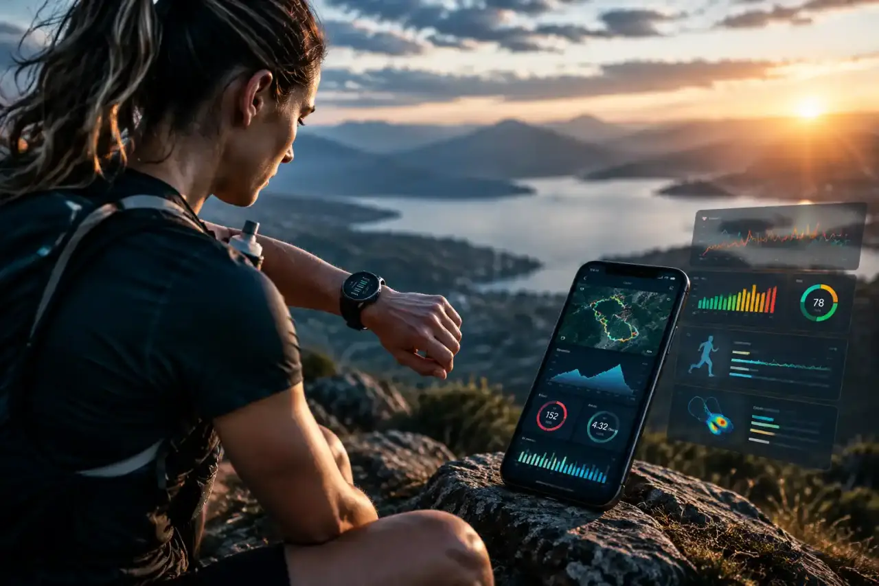 Athlète consultant la charge de son entraînement sur une montre GPS